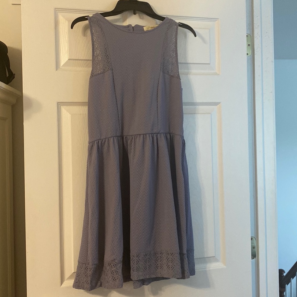 Purple white midi dress with cut out open back. Size XL